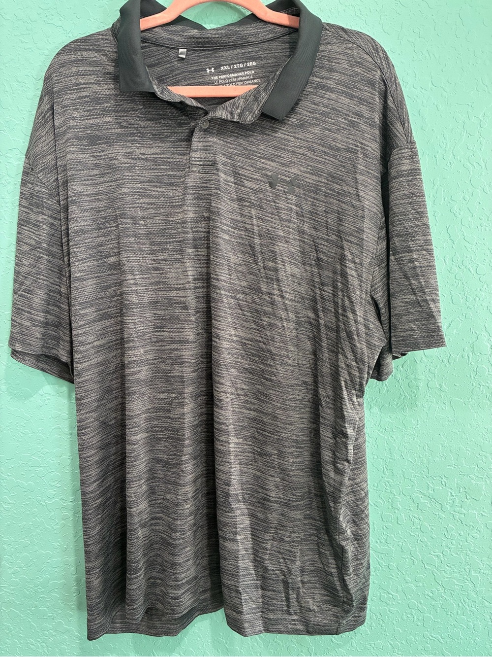 Under Armour Men's Gray Heather performance Polo Shirt XXL golf active sports